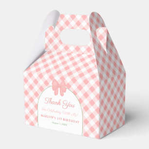 Preppy Pink Green Gingham Ribbon Girl Birthday Favor Box