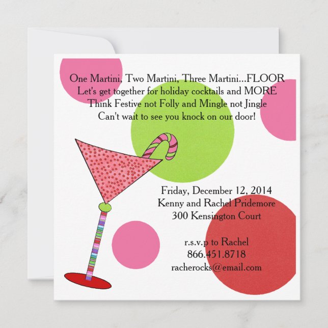 Preppy Pink Green Jingle Mingle Christmas Party Invitation (Front)