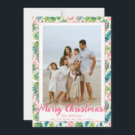 Preppy Pink & Green Ornaments Custom Photo Holiday Card<br><div class="desc">Add your photos to the front & back of this card,  change wording and more!</div>