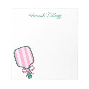Preppy Pink & Green Pickleball Personalized Notepad