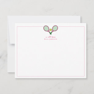 Preppy Pink & Green Tennis rackets  Thank You Card