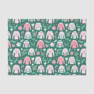 Preppy Pink & Green Ugly Christmas Sweaters Tissue Paper