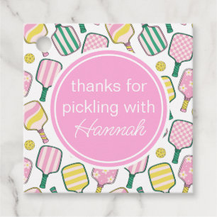 Preppy Pink Green & Yellow Pickleball Favour Tags