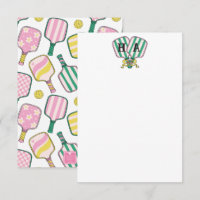 Preppy Pink Green & Yellow Pickleball Monogram