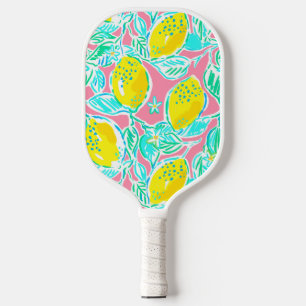Preppy Pink Lemon Pattern  Pickleball Paddle