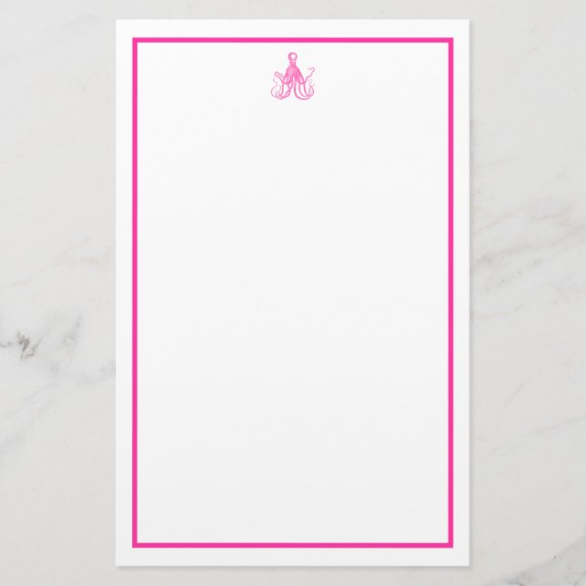 Preppy Pink Octopus Stationery (Front)