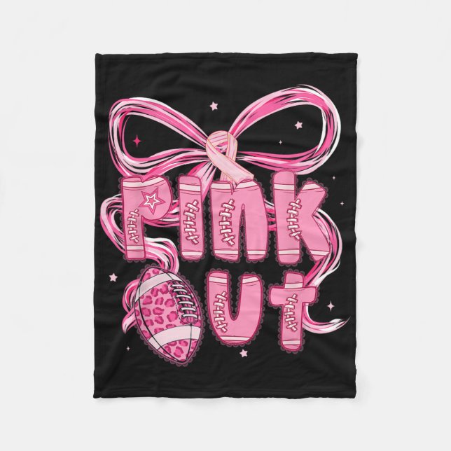 Preppy Pink Out Tackle Footll Breast Cancer Awaren Fleece Blanket (Front)