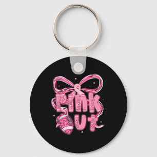 Preppy Pink Out Tackle Footll Breast Cancer Awaren Keychain