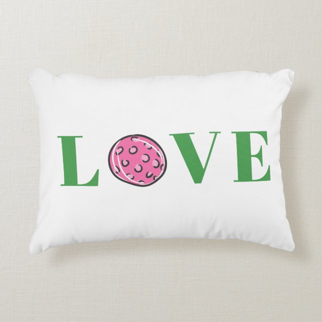 Preppy Pink Pickleball Love Accent Pillow (Front)