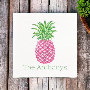 Preppy Pink Pineapple Personalized Napkin