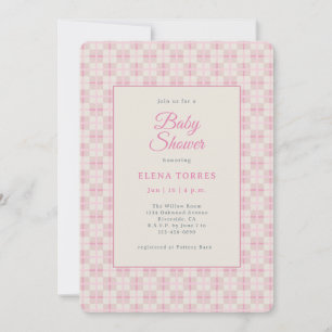 Preppy Pink Plaid Baby Shower Invitation