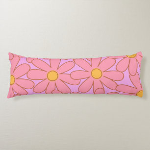 Preppy Pink Purple Floral Simple Flower Pattern Body Pillow