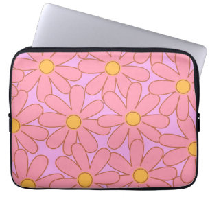 Preppy Pink Purple Floral Simple Flower Pattern Laptop Sleeve