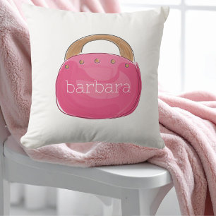 Preppy Pink Purse Monogram Throw Pillow