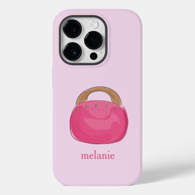Preppy Pink Purse Personalized Case-Mate iPhone Case (Back)
