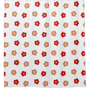 Preppy Pink Red Flower Pattern White Background
