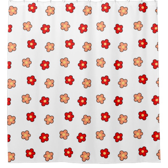 Preppy Pink Red Flower Pattern White Background (Front)