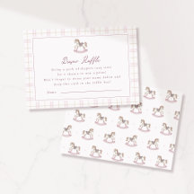 Preppy Pink Rocking Horse Diaper Raffle card
