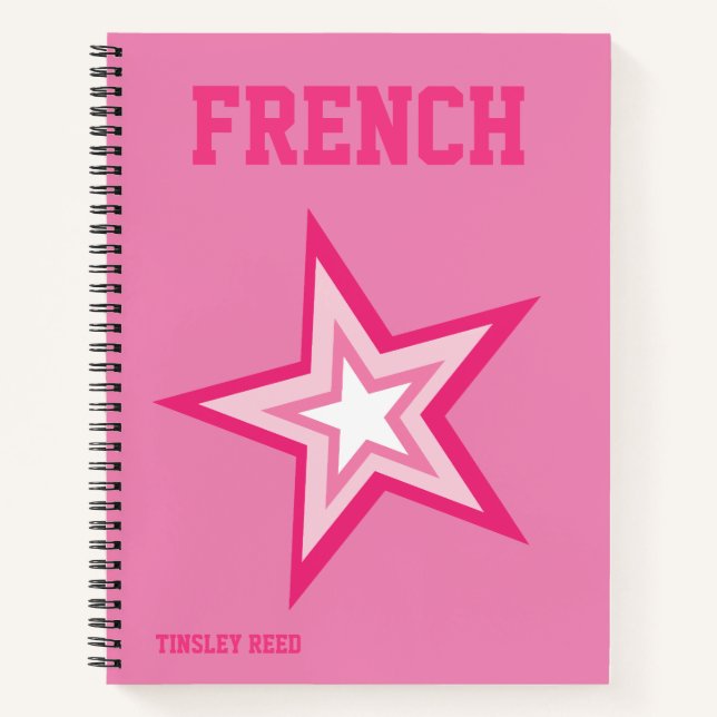 Preppy Pink School Subject Notebook (Front)