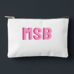 Preppy Pink Shadow Block Monogram, Custom  Accessory Pouch<br><div class="desc">Super cute bag with dual pink shadow block monogram. So on trend with the preppy aesthetic. Easily change the colours and text to yours - 2 letter monogram,  3 letter or full word/name. Cute,  trendy - perfect for a birthday gift,  bachelorette party and more.</div>