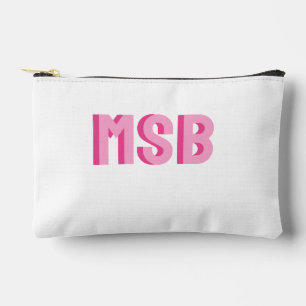 Preppy Pink Shadow Block Monogram, Custom Accessory Pouch