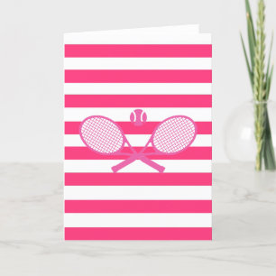 Preppy Pink Tennis Holiday Card