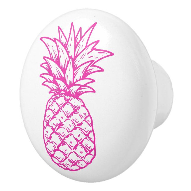Preppy Pink Tropical Pineapple Personalized Ceramic Knob (Right)