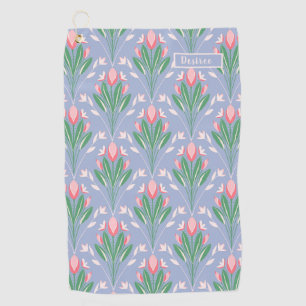 Preppy Pink Tulips for h Golf Towel for her