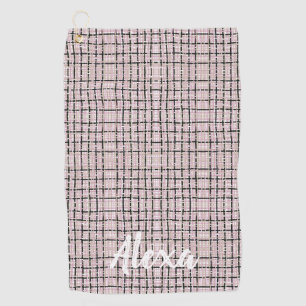 Preppy Pink Tweed Custom Golf Towel