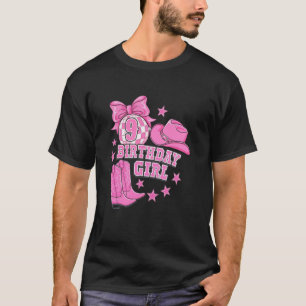 Preppy Pink Western Disco 9th Birthday Girl 9 Year T-Shirt