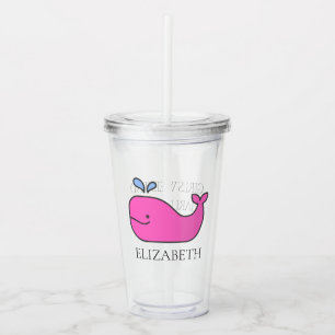 Preppy Pink Whale Personalized Acrylic Tumbler