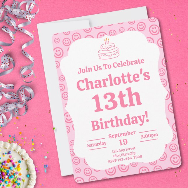 Preppy Pink Y2K Birthday Invitation (Creator Uploaded)
