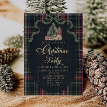 Preppy Plaid Christmas Party Invitation
