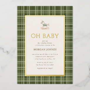 Preppy Plaid Rocking Horse Baby Shower