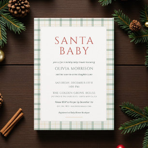 Preppy Plaid Santa Baby Shower Invitation