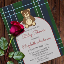 Preppy Plaid Teddy Bear Baby Shower