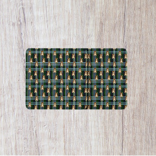 Preppy Plaid Teddy Bear Baby Shower Square Paper Coaster