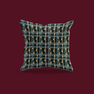 Preppy Plaid Teddy Bear Throw Pillow