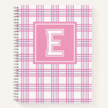 Preppy Plaid Varsity Monogram Pink Purple