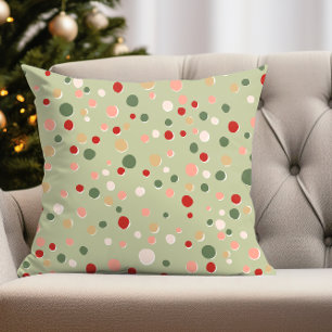 Preppy Polka Dot Christmas Fun Holiday Throw Pillow