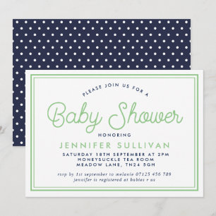 Preppy Polka Modern Baby Shower Invitation