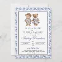Preppy Polo Bear Chinoiserie Floral Gender Reveal 