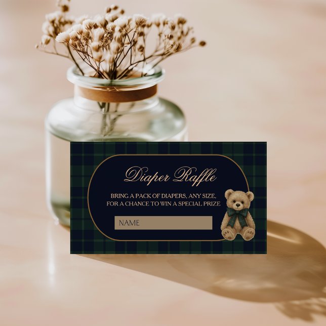 Preppy Polo Teddy Bear Baby Shower Diaper Raffle Enclosure Card (Creator Uploaded)