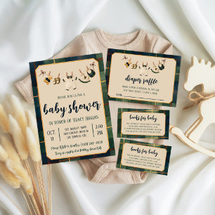 Preppy Polo Teddy Bear Baby Shower Invitation