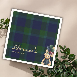 Preppy Polo Teddy Bear Classic Girl Baby Shower Napkin