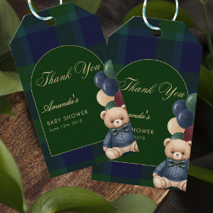 Preppy Polo Teddy Bear Classic Luxury Baby Shower Gift Tags