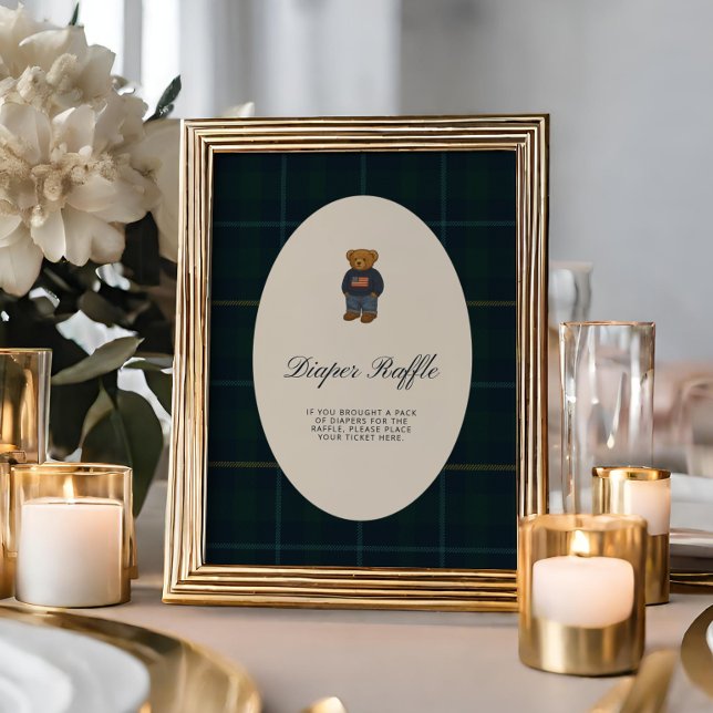 Preppy Polo Teddy Bear Diaper Raffle Sign (Creator Uploaded)