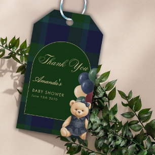 Preppy Polo Teddy Bear Luxury Girl Baby Shower Gift Tags