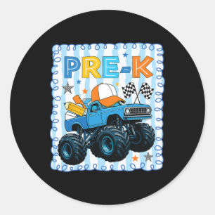 Preppy Pre-k Back To School Funny Truck For Boy Ki Classic Round Sticker