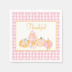 Preppy Pumpkin Bows Thanksgiving Celebration Party Napkin